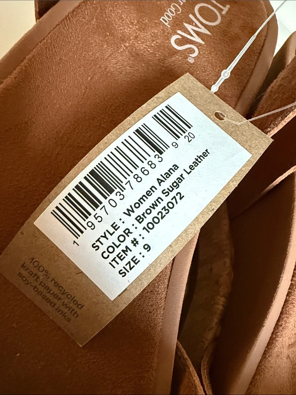 Toms Alana Open Toe Wedge Sandals Color Brown Womens size 9 NWT